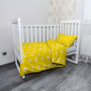 Povlečení Sablio Mikroplyšové dětské povlečení do postýlky Bílé kachničky - 100x135 / 40x60