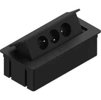 Elektrická zásuvka Zásuvka nábytková zapuštěná ELEKTRIMA Kwadro 3x230V černá REJS