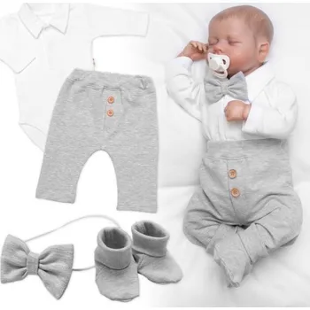 Kojenecký body Baby Nellys | 4D sada pro chlapečky Baby Elegán - šedý melír - 68 (3-6m)