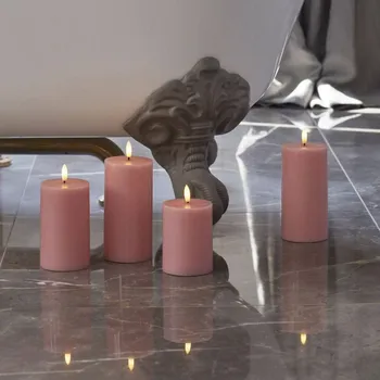 Lampička Sirius LED svíčka Sille, růžová, výška 15 cm, vosk, napájení na baterie světle růžová 1 x LED