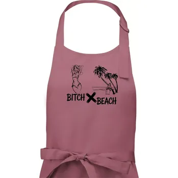 Kuchyňská zástěra Anglický slovníček - Bitch Beach - Dámská zástěra na vaření - Univerzální velikost ( Starorůžová )