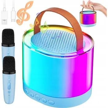 BEZDRÁTOVÝ MIKROFON NA KARAOKE S BLUETOOTH REPRODUKTOREM RGB TF/USB PŘENOSNÝ