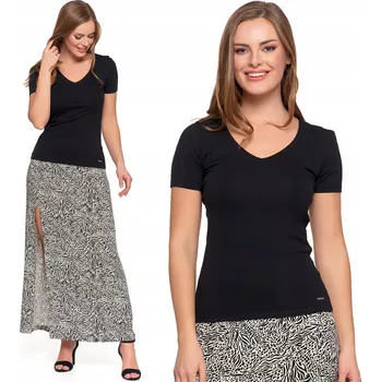 DÁMSKÁ HALENKA VISKÓZOVÁ VÝSTŘIH DO V REGULAR FIT BEZ VZORU KLASICKÁ MORAJ XXL