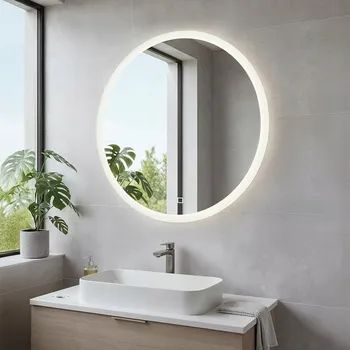 Zrcadlo Zrcadlo TePe nástěnné kulaté kovový rám 80 x 80 mm