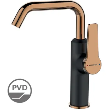 Vodovodní baterie Kuchinox Umyvadlová baterie Alanis - BQI_825D, černá mat/růžové zlato