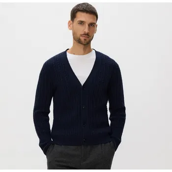 Pánský svetr Reserved - Vlněný kardigan - tmavomodrá - 480GQ-59X - 480GQ-59X-M