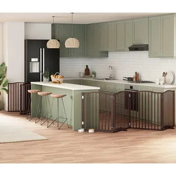 klec pro psa vidaXL Zábrana pro psy s dvířky skládací 10 panelů 800 cm topol [3155639] Barva: Hnědá