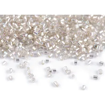 Dětské navlékací korálky Rokajl sekaný 13/0 - 1,7 mm s průtahem, střední, H635 (1,7 mm) stříbrná AB