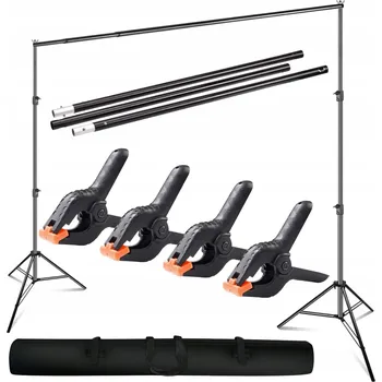 Fotopozadí STATIV PRO FOTOGRAFICKÉ POZADÍ, SADA POZADÍ DO STUDIA, SVORKY + POUZDRO 200X200CM