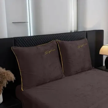 Povlečení Vyšívané Povlečení 160x200 mikrovlákno "medvídek" Cotton World silné 3 dílné hnědé