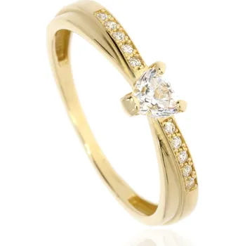 Prsten Zlatnictví Helios Zlatý prsten se srdcovým zirkonem Velikost: 55, Váha: 1,40g