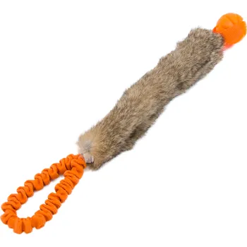 Hračka pro psa Pískací Potvůrky Přetahovadlo pro psy - s králičí kožešinou a gumovým míčkem (5 cm) Vyberte barvu: Oranžová