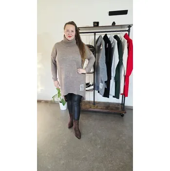 Dámské šaty Svetrové šaty s rolákem YOU fango hnědé Velikost: UNI: L-5XL