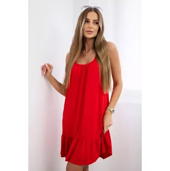Dámské šaty Červené šaty s tenkými ramínky Kesi červená 3095359