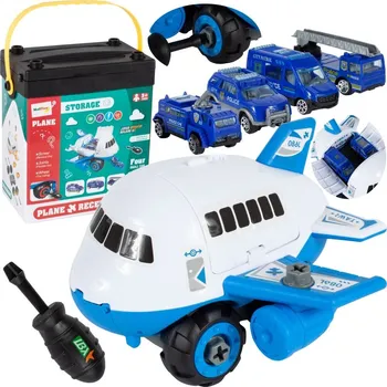 autíčko Letadlo transportér s vozidly a dopravními značkami – stavebnice