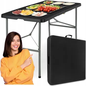 Zahradní stůl Skládací cateringový stůl eHokery černý, plast, 122 cm