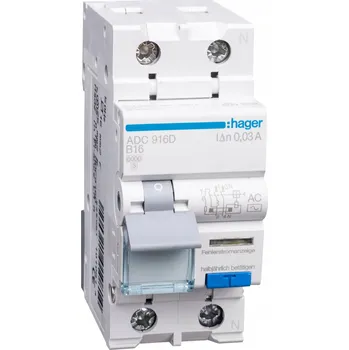 Jistič Hager RCBO Kombinovaný jistič 2P B 16A 30mA AC ADC916D