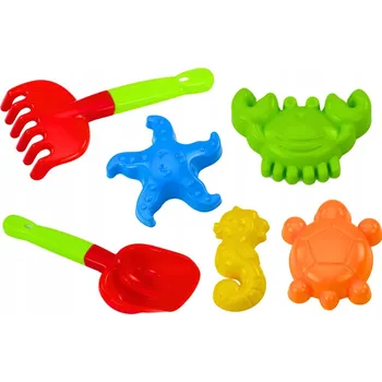 Hra na zahradu Sada do písku MOŘSKÁ: lopatka, hrábě, 4 formičky HEMAR