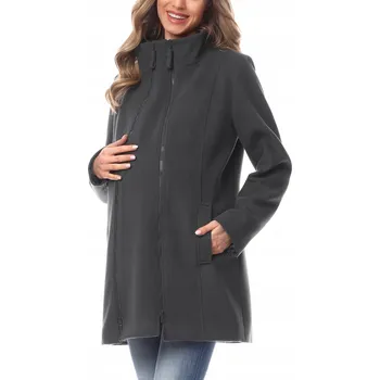 Dámský kabát Dámský těhotenský kabát, flaušová bunda BeMammy šedá 38