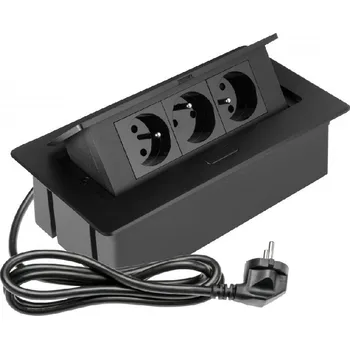 Elektrická zásuvka GTV Soft výklopná zásuvka na nábytek 3x230V, AE PBSC3GU-20N, černá