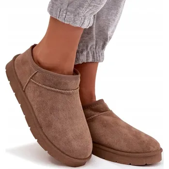 Dámská zimní obuv Dámské sněhule z eko semiše, zateplené kožíškem, hnědé, velikost 38