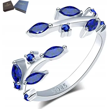 Prsten Stříbrný Prstýnek se safírovými kubickými zirkony, univerzální nastavitelný Stříbro