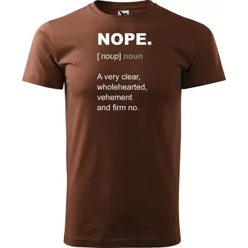 Pánské tričko Sablio Tričko s potiskem NOPE - hnědé S