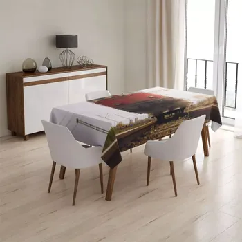 ubrus Sablio Ubrus Červený vlak na kolejích - 130x130 cm