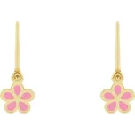 Zlaté dětské náušnice s růžovými kytičkami Celia