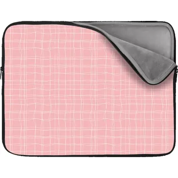 pouzdro na notebook Sablio Obal na notebook Bílé proužky, růžové čtverečky - 17"