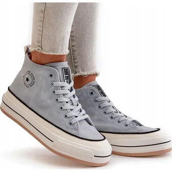 Dámské tenisky DÁMSKÉ ZATEPLENÉ TENISKY NA PLATFORMĚ BIG STAR OO274069 MODRÉ 36