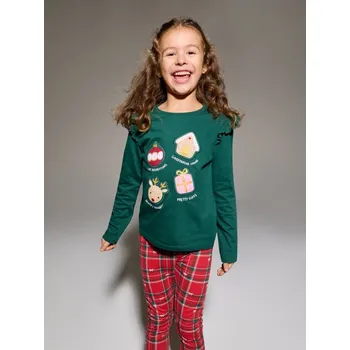 Dívčí oblečení Sinsay - Bavlněné tričko s potiskem ozdob a perníčků - tmavě zelená - 683DY-79X - 683DY-79X-104