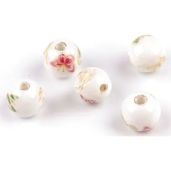 Dětské navlékací korálky Porcelánové korálky s květy Ø8 mm, malé, 8 žlutá růžová