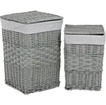 Koš prádelní - proutí, šedý, s víkem, cena za sadu 2 ks
