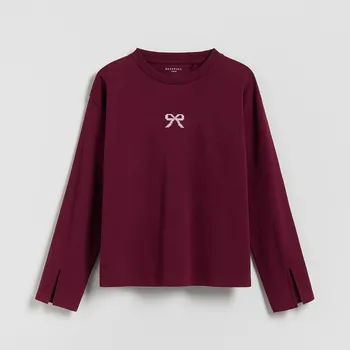 Reserved - Tričko s ozdobnou výšivkou - hnědá - 403FT-83X - 403FT-83X-164