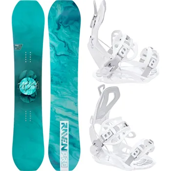 Snowboard RAVEN Snowboard set Raven PRO Marble Carbon + vázání Raven FT360 150cm BÍLÁ|MODRÁ|ZELENÁ 2023