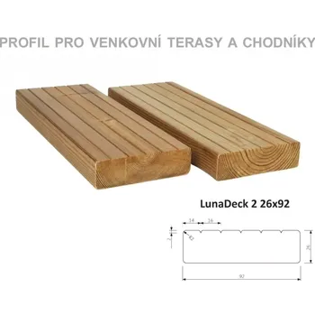 Příslušenství pro plot Prkno terasové a bazénové LunaDeck2 26 x 92 x 3000 mm - THERMOWOOD