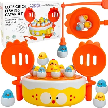 Desková hra Woopie hra zručnosti lovení kuřátek 4v1 katapult