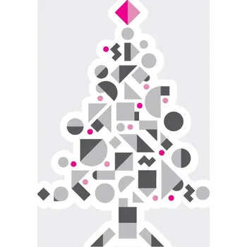 Samolepící dekorace FUGU Samolepicí dekorace Vánoční stromek Geometric přemístitelný Barva: růžová - pho134, Rozměr: geometrický vánoční strom S 29 x 41 cm