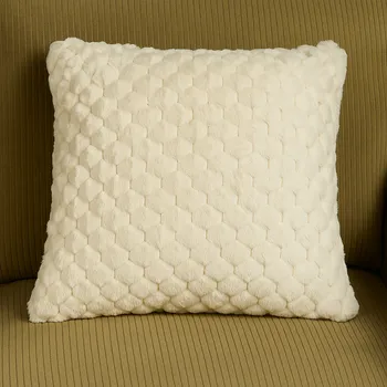 Dekorativní polštářek Mikroplyšový polštářek, včelí vzor - Smetanový 45x45 cm