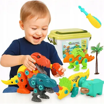 ostatní stavebnice DINOSAUŘI K SESTAVENÍ STAVEBNICE 4 ks S ŠROUBOVÁKEM KREATIVNÍ