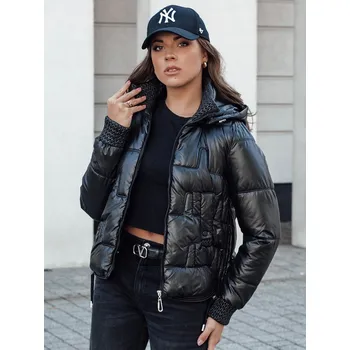 Černá dámská krátká zimní prošívaná bunda s kapucí FASHWARM TY4640 Velikost: M