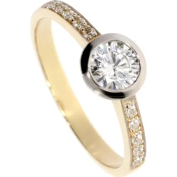 Prsten Zlatnictví Helios Zlatý prsten se zirkony s kombinací barev Velikost: 51, Váha: 2,15g