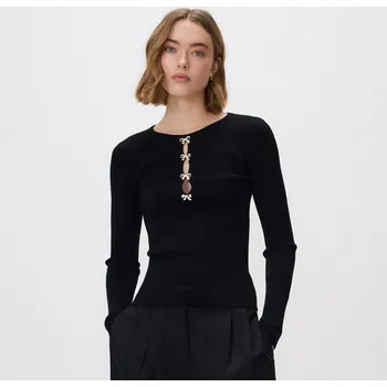 Reserved - Halenka s ozdobnou aplikací - černý - 418HI-99X - 418HI-99X-M