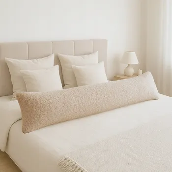 Polštář DLOUHÝ polštář s povlakem 40x145 pro spaní na BOKU a BŘICHU, boucle BUKLA W82