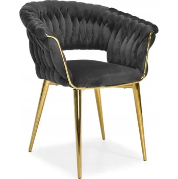 Křeslo Elegantní křeslo glamour pletené velurové 73x60x79 cm černé zlaté 1 ks