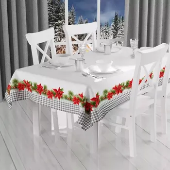 ubrus Ubrus voálová tkanina s potiskem Vánoční stromky Červená, rozměr 110x150 cm.