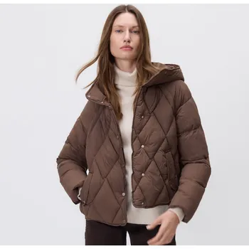 Dámský kabát Reserved - Prošívaná bunda s kapucí - tmavě hnědá - WM901-89X - WM901-89X-XXL