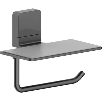 Držák toaletního papíru s odkládací přihrádkou REIKA Ovaro magnetický matně černý bez montážní desky