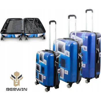 Sada kufrů modrá s modro/bílými čtverci